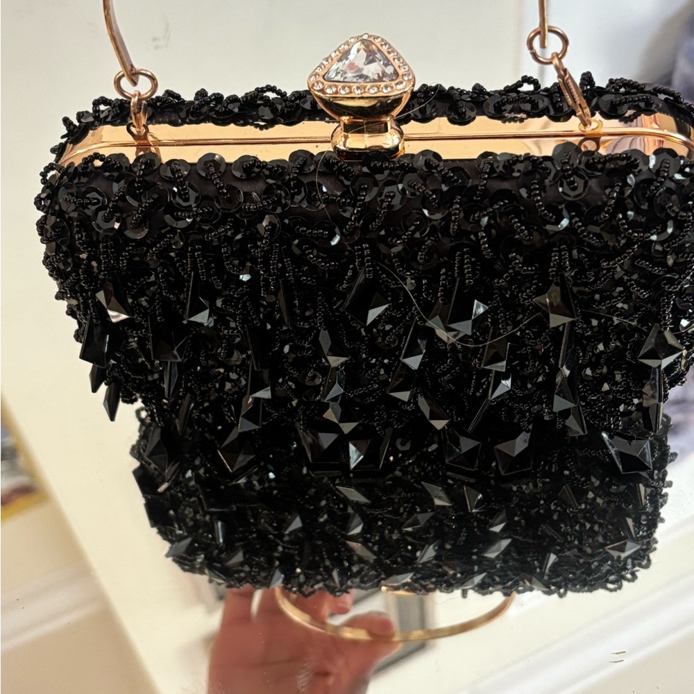 Elegant Black Beaded Evening Bag